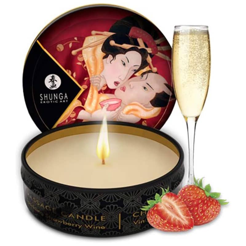 Свещ за Еротични Масажи Shunga Massage Candle Romance Sparkling Strawberry Wine 30ml код: 2678 онлайн цена дискретно от Секс Шоп Еротика